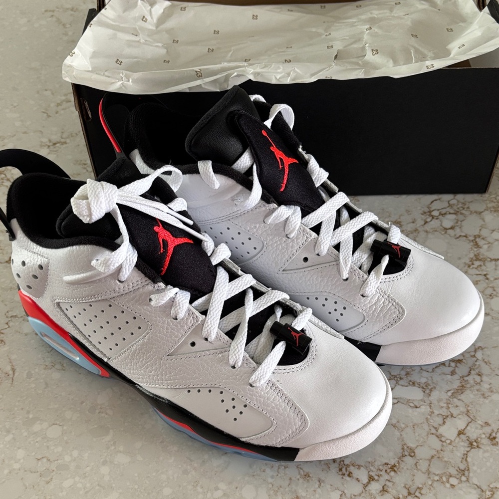 Nike Jordan Golf White and Black cleats with Red Accents